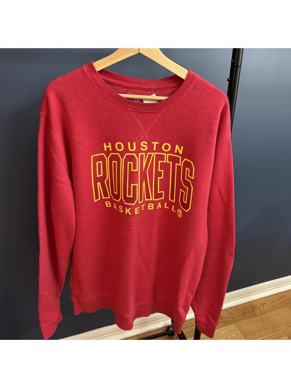Vintage NBA Houston Rockets Basketball, Mens Crew Neck Sweater, Red XL (Flawed)